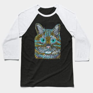 Abstract colorful cat face Baseball T-Shirt